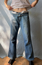 70's Plain Pockets Flare Jeans Tallon Zip