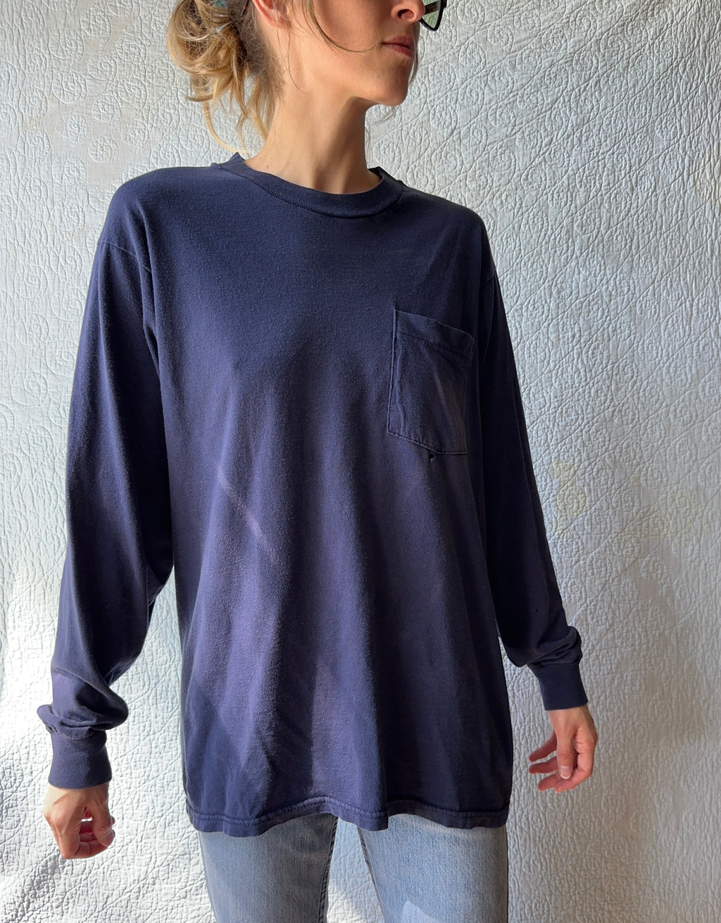 80's Fruit Of The Loom Long-Sleeve Pocket Tee
