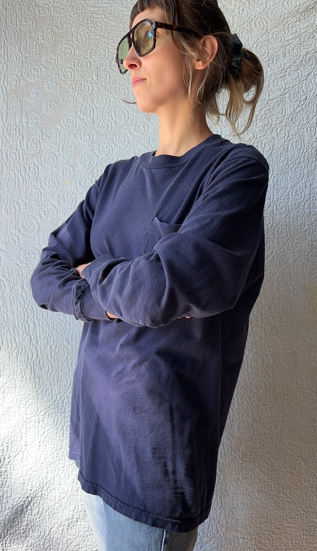 80's Fruit Of The Loom Long-Sleeve Pocket Tee