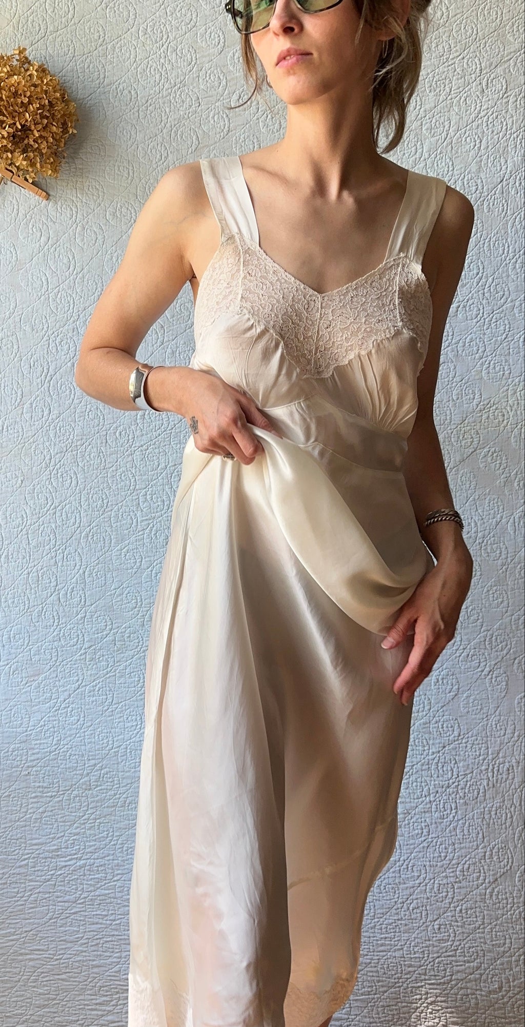 30's/40's Ro Jene White Satin Slip Dress