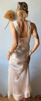 30's/40's Ro Jene White Satin Slip Dress