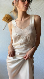 30's/40's Ro Jene White Satin Slip Dress