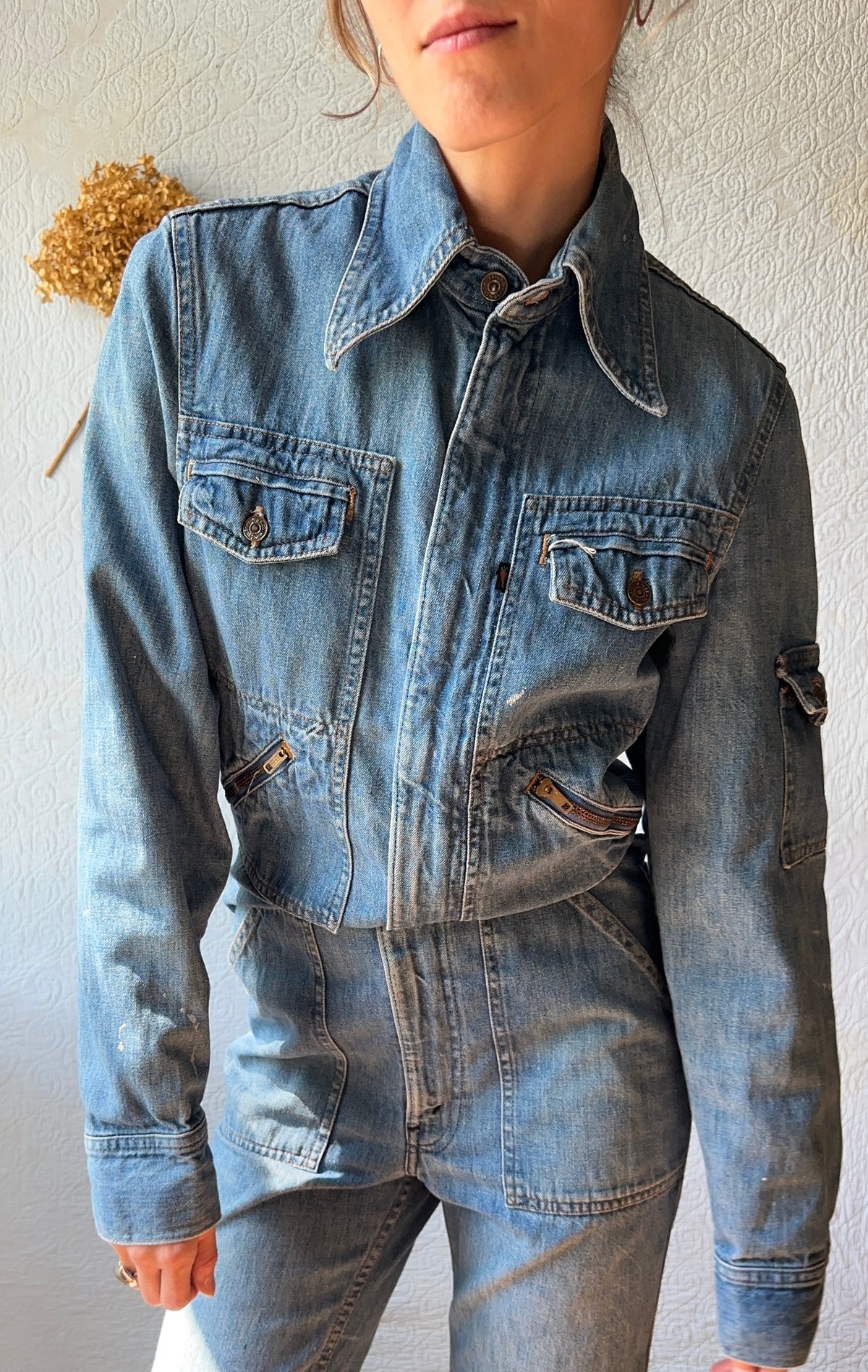 70's Levi's Fresh Produce Denim Jumpsuit Carrot Tab