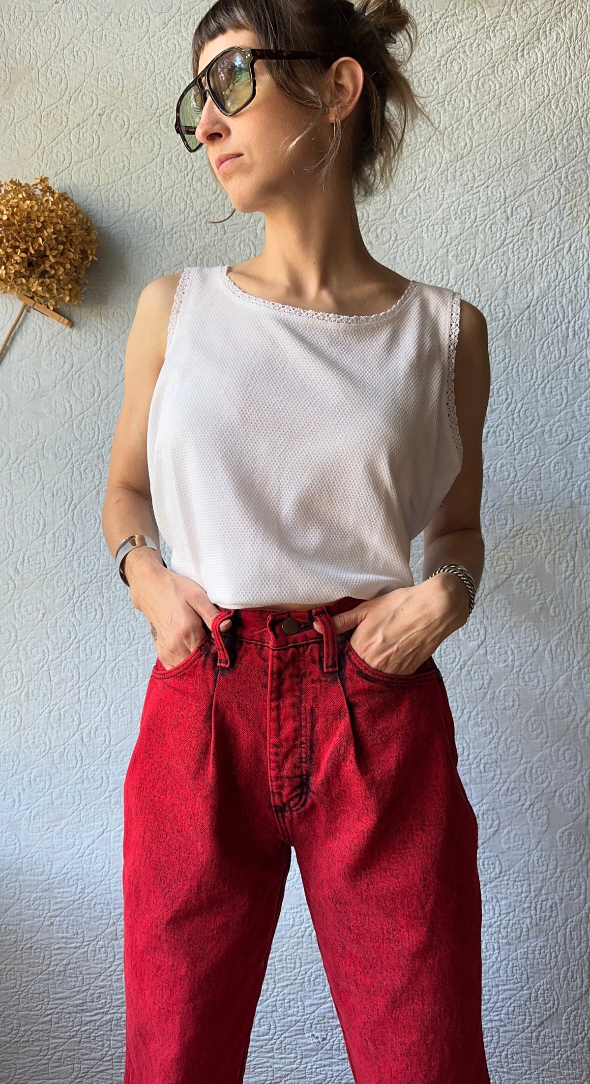 80's Red Acid Wash Wrangler Jeans