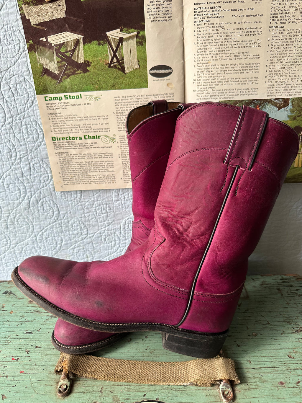 90's Justin Magenta Roper Boots