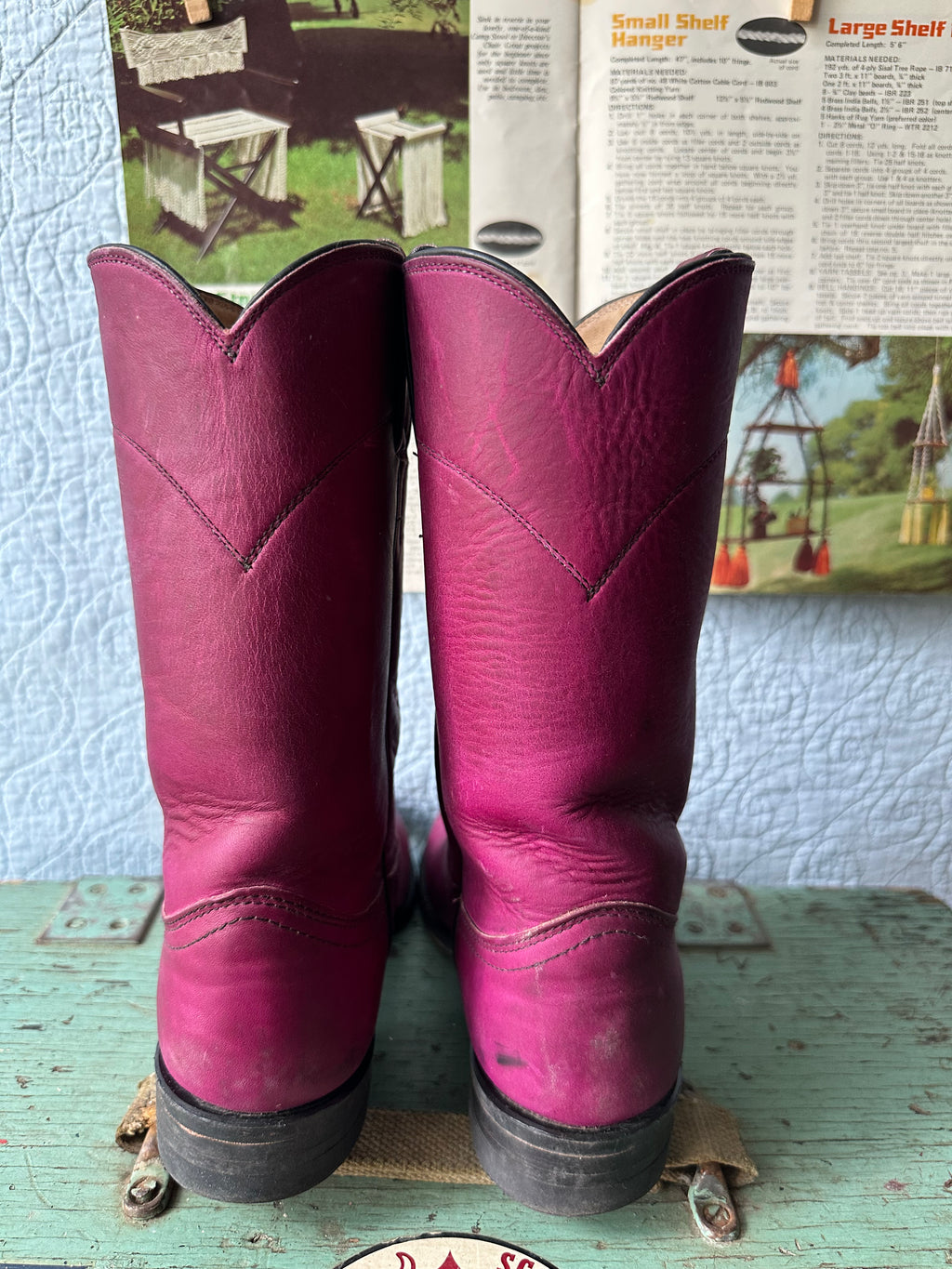 90's Justin Magenta Roper Boots