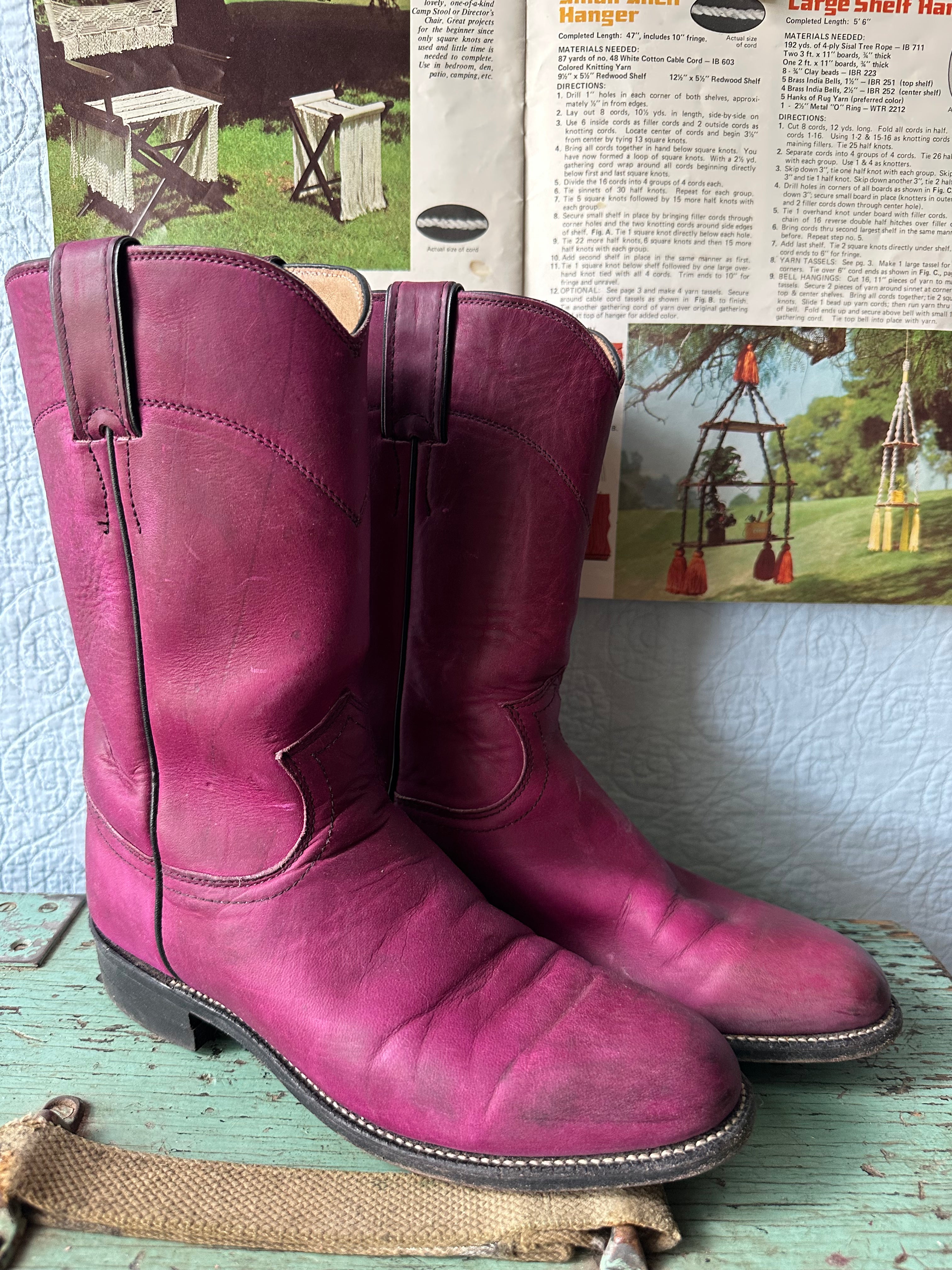 90's Justin Magenta Roper Boots