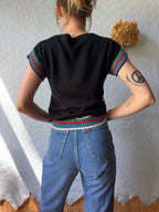 70's Sears Mates Stripped Mock Neck Tee