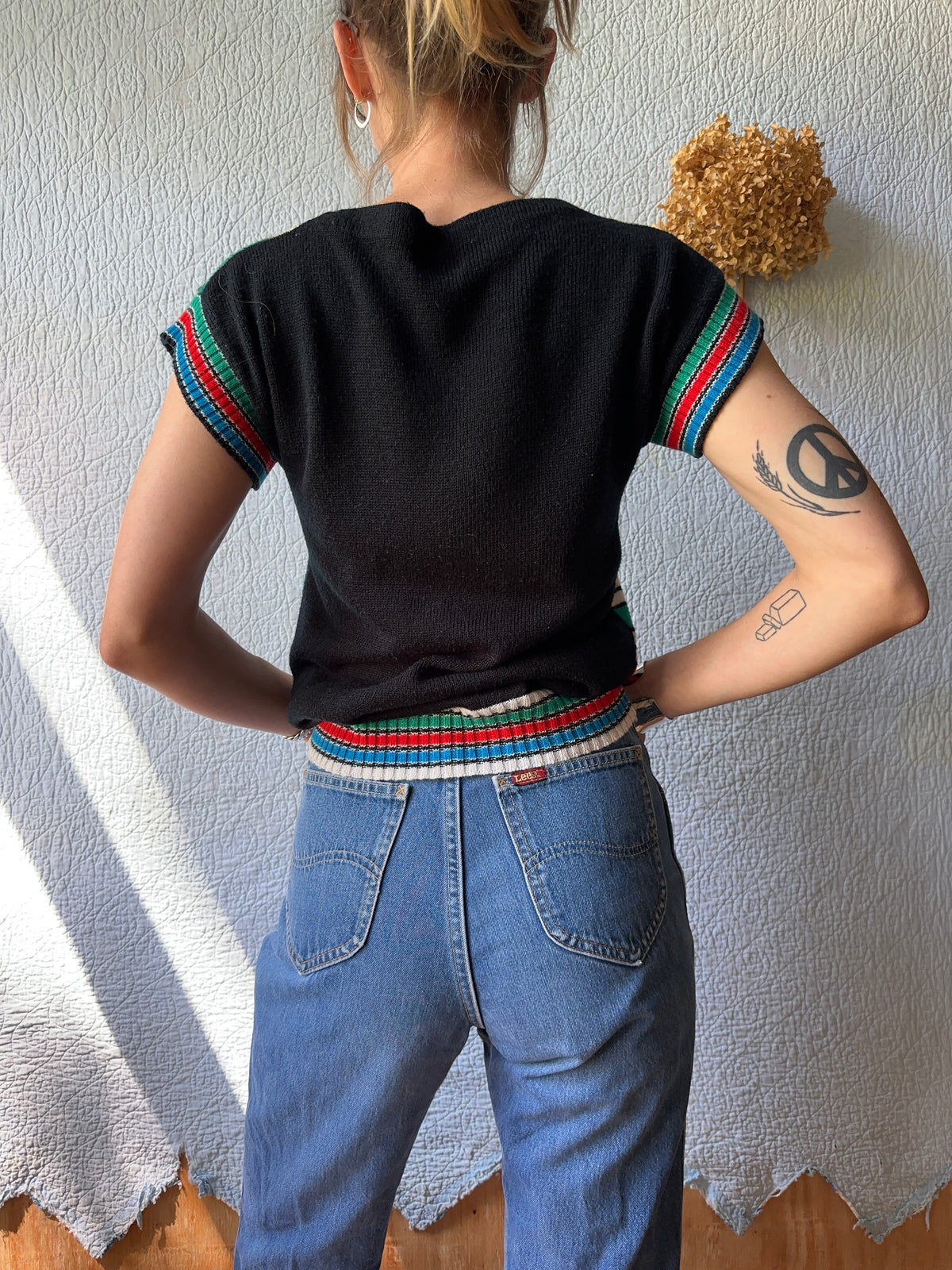 70's Sears Mates Stripped Mock Neck Tee