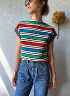 70's Sears Mates Stripped Mock Neck Tee