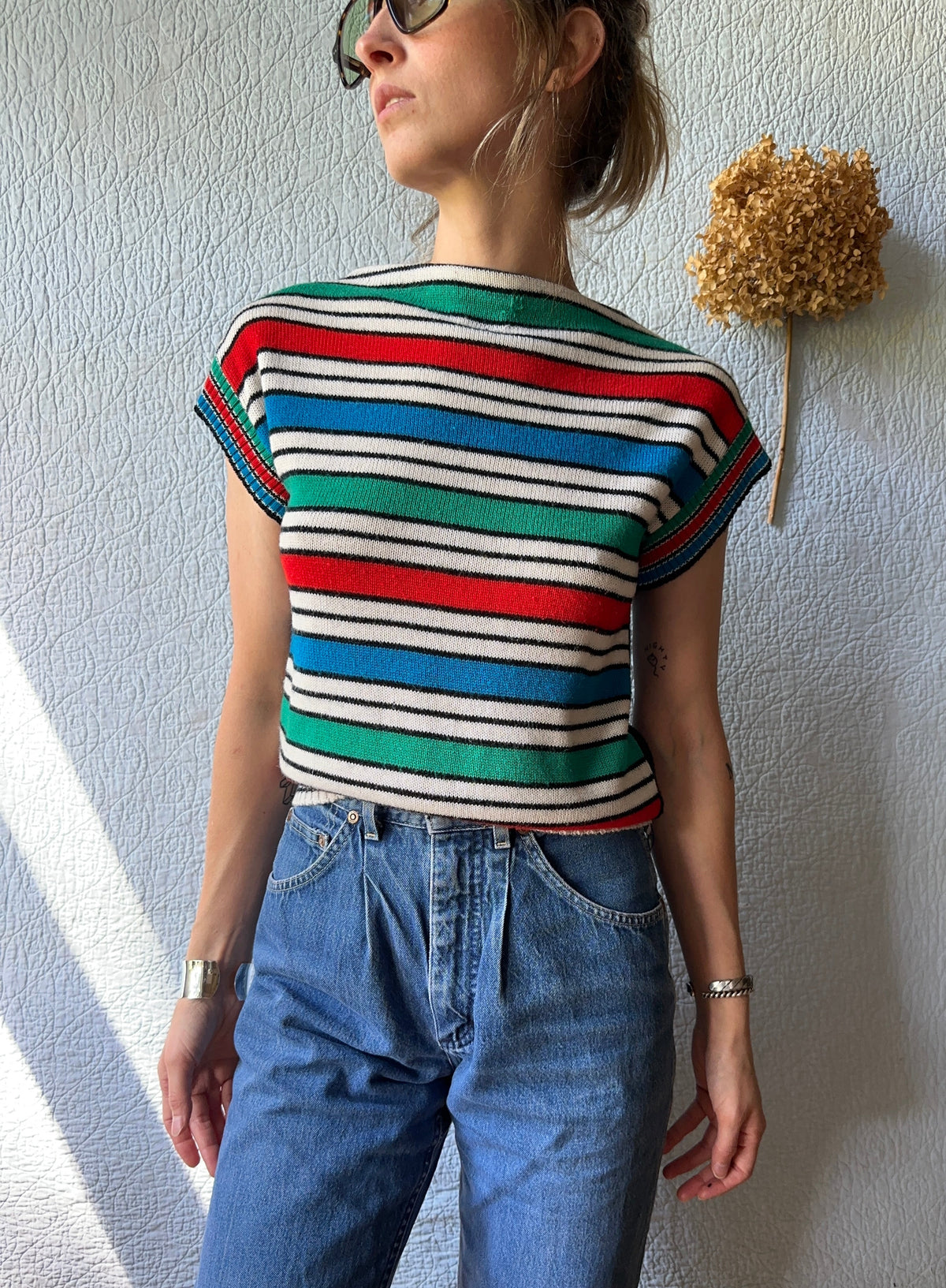 70's Sears Mates Stripped Mock Neck Tee