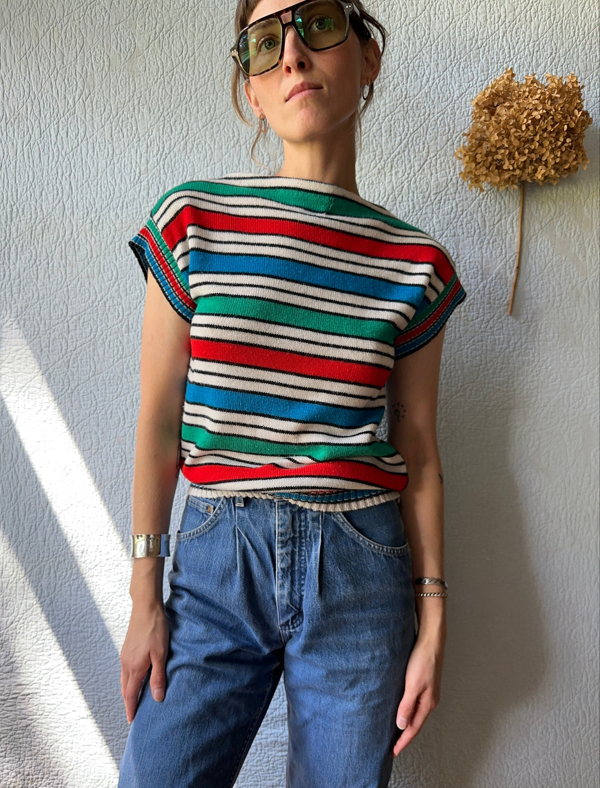 70's Sears Mates Stripped Mock Neck Tee