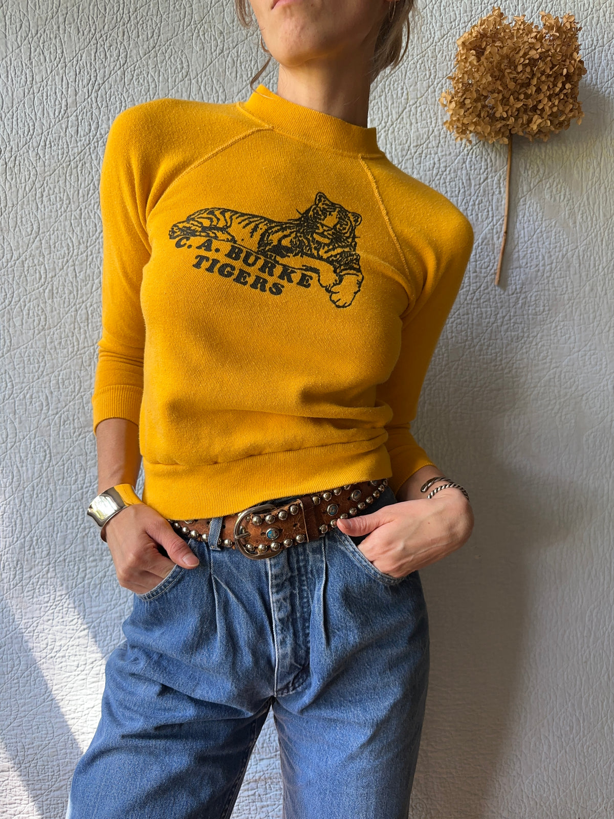 80's Mustard Yellow Tiger Sweatshirt