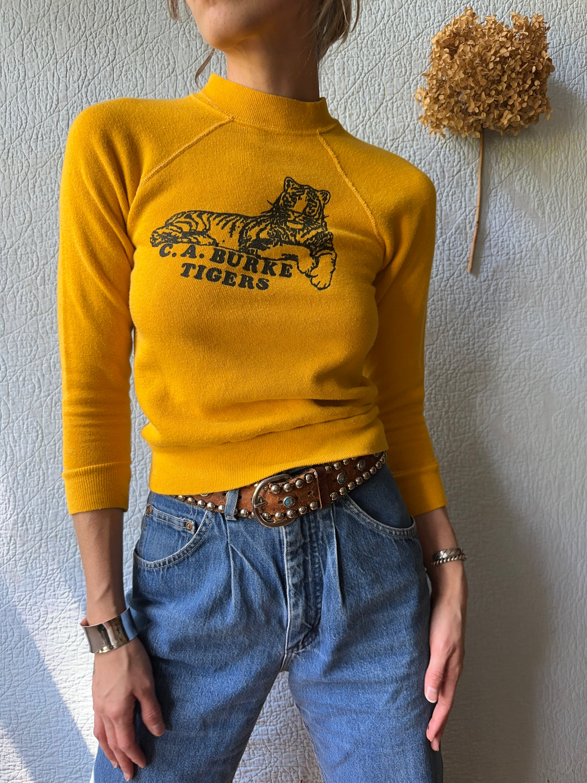 80's Mustard Yellow Tiger Sweatshirt