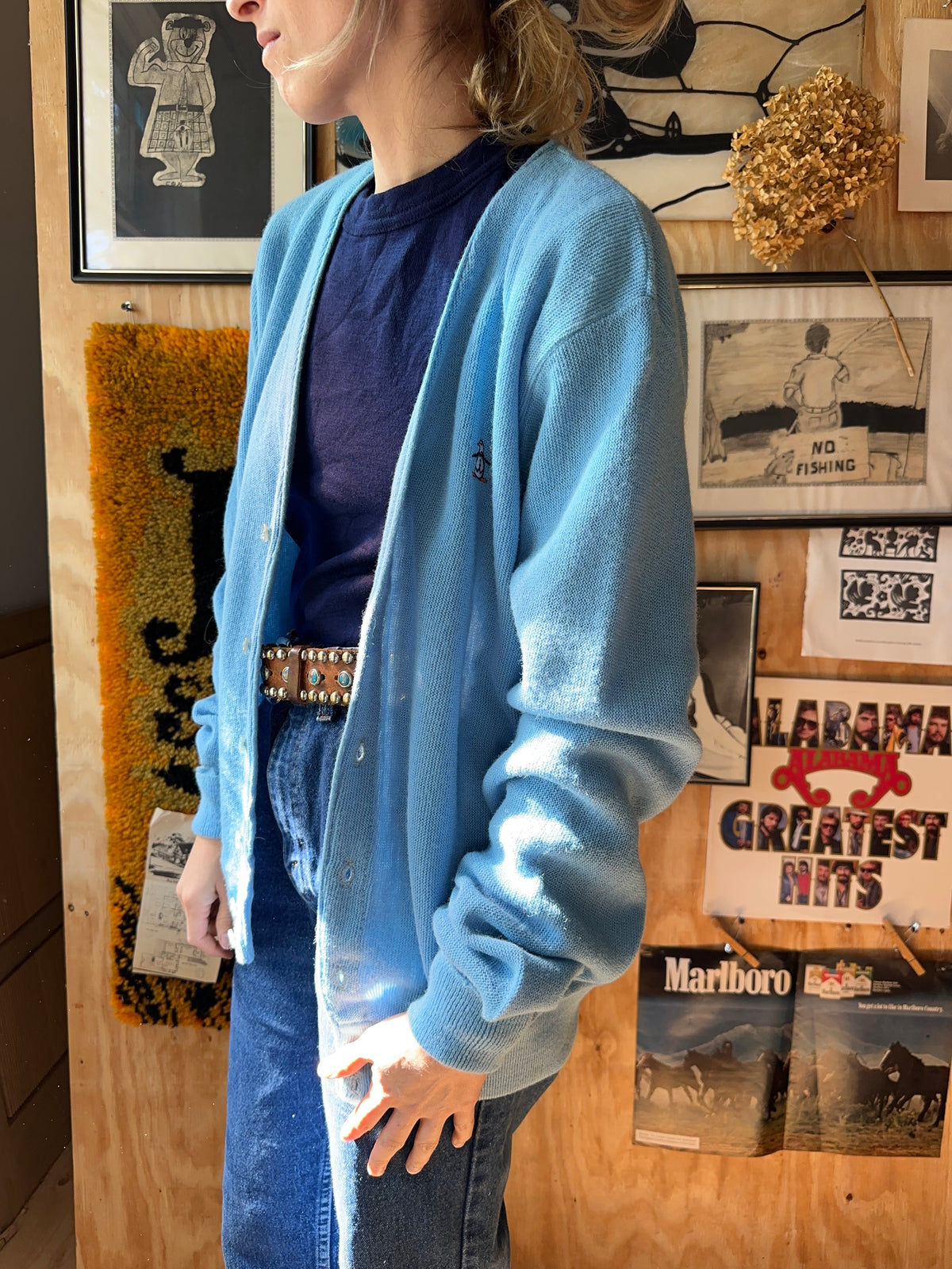 70s Baby Blue Munsingwear Penguin Cardigan