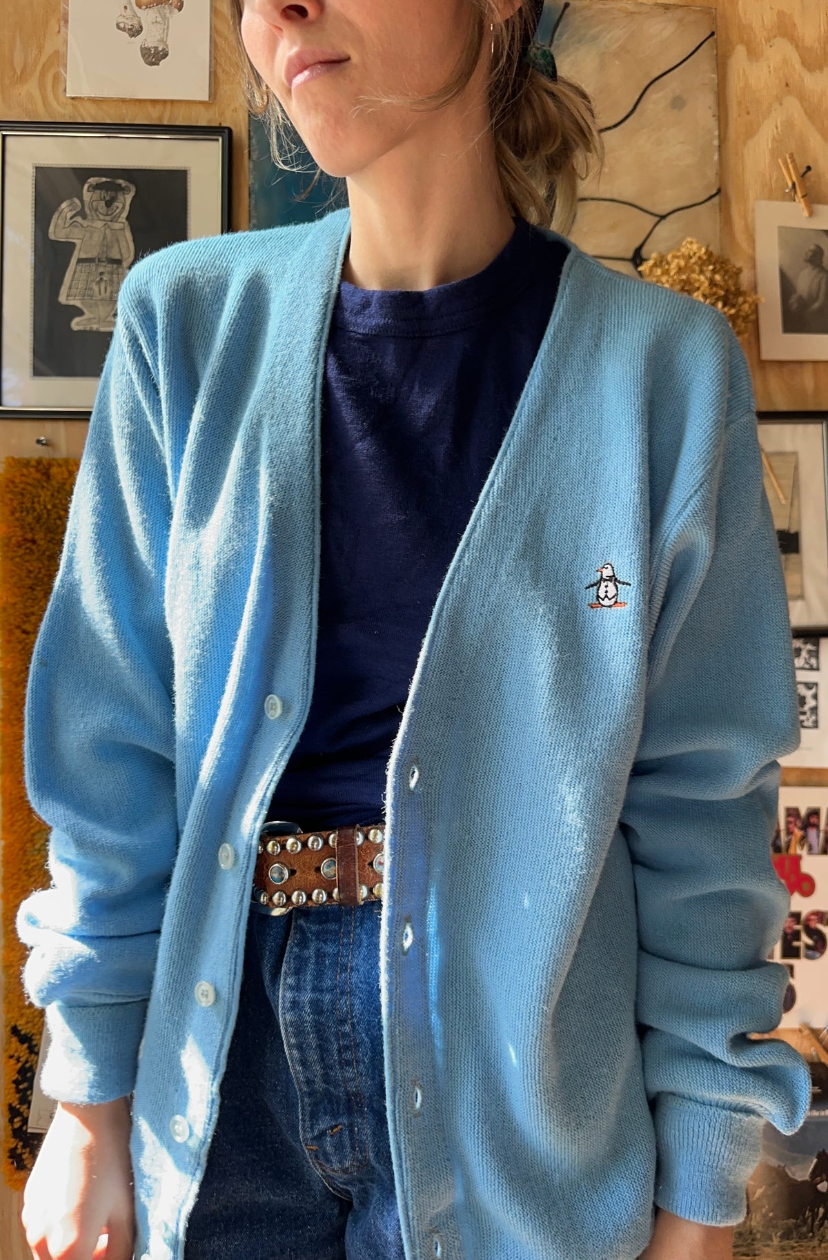 70s Baby Blue Munsingwear Penguin Cardigan