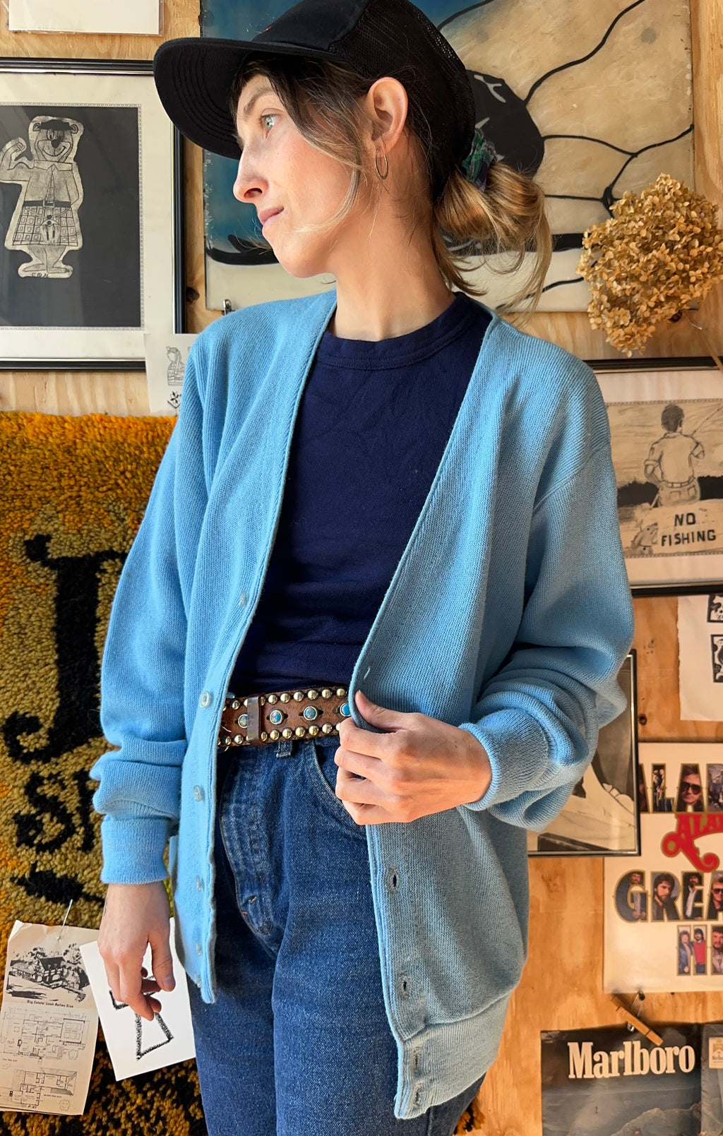 70s Baby Blue Munsingwear Penguin Cardigan