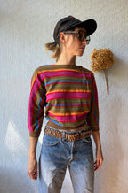 80's Stripped Boat Neck Shirt