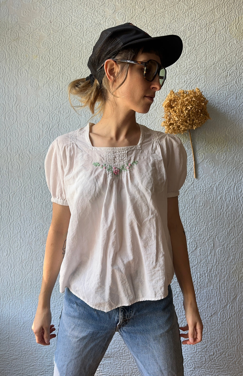 70's Cotton Peasant Top