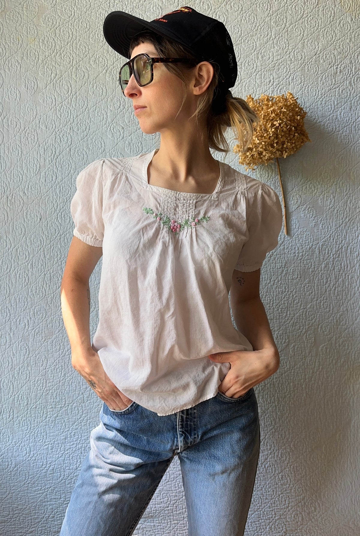 70's Cotton Peasant Top