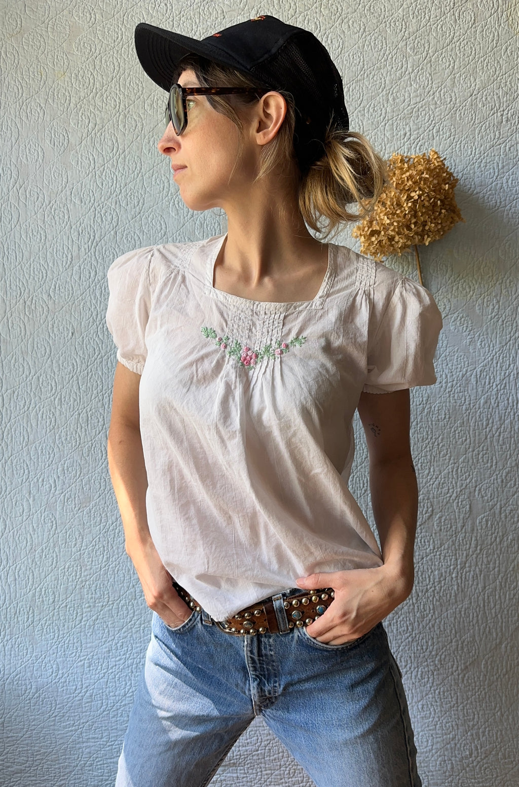 70's Cotton Peasant Top