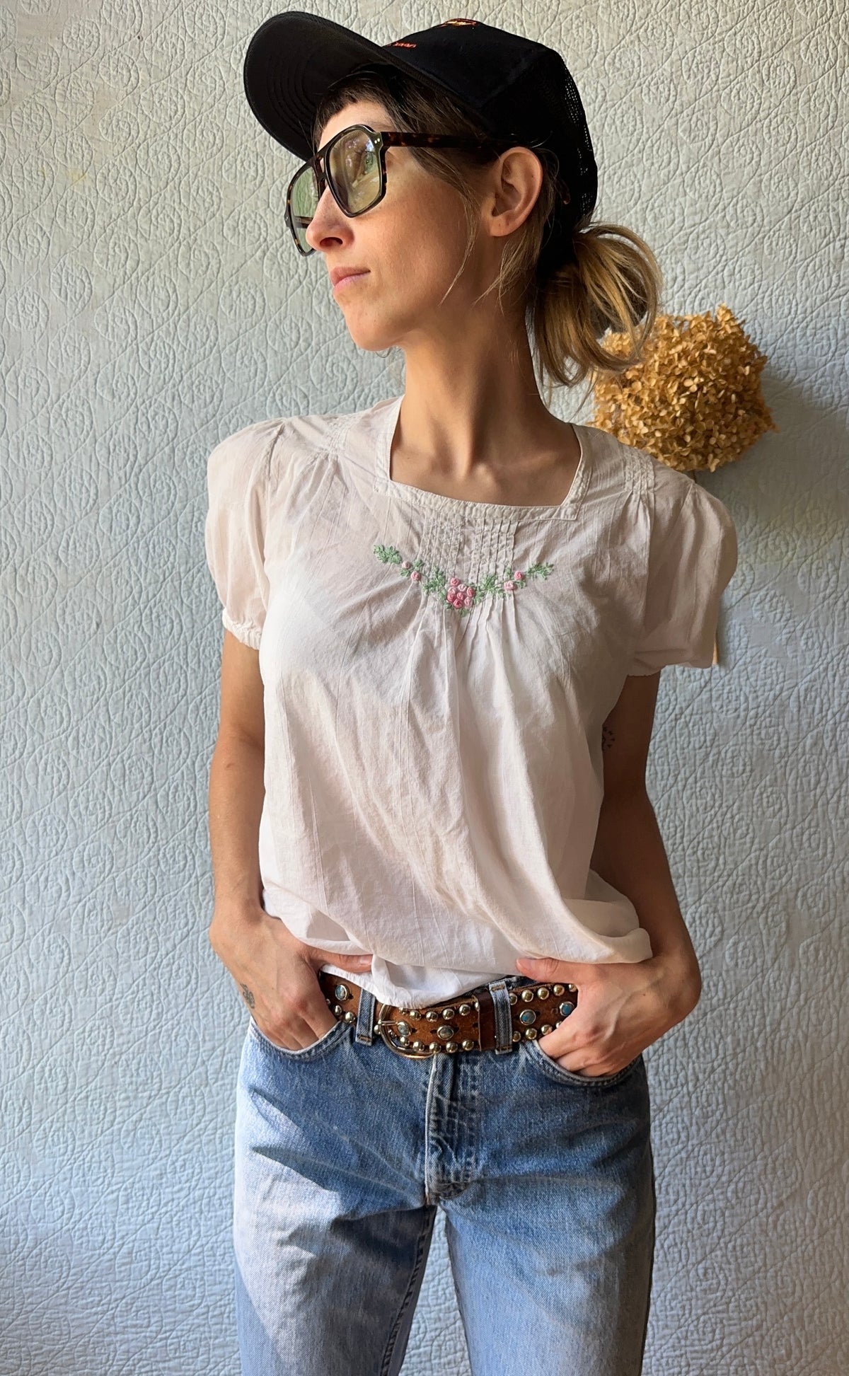70's Cotton Peasant Top