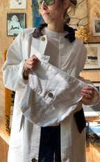 Vintage Handmade Canvas Duster And Bag With Wood Buttons