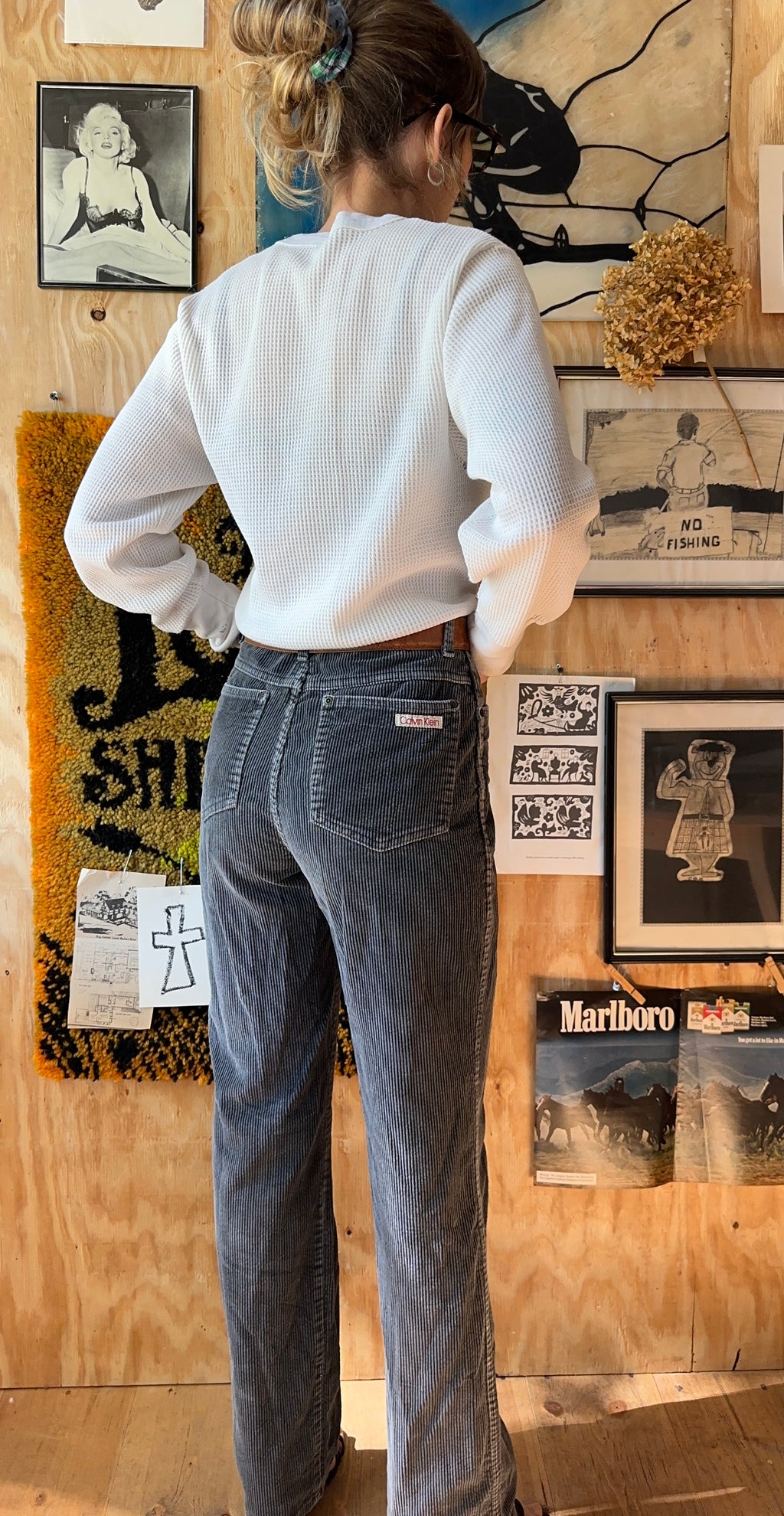 70's Calvin Klein Corduroy Charcoal Pants