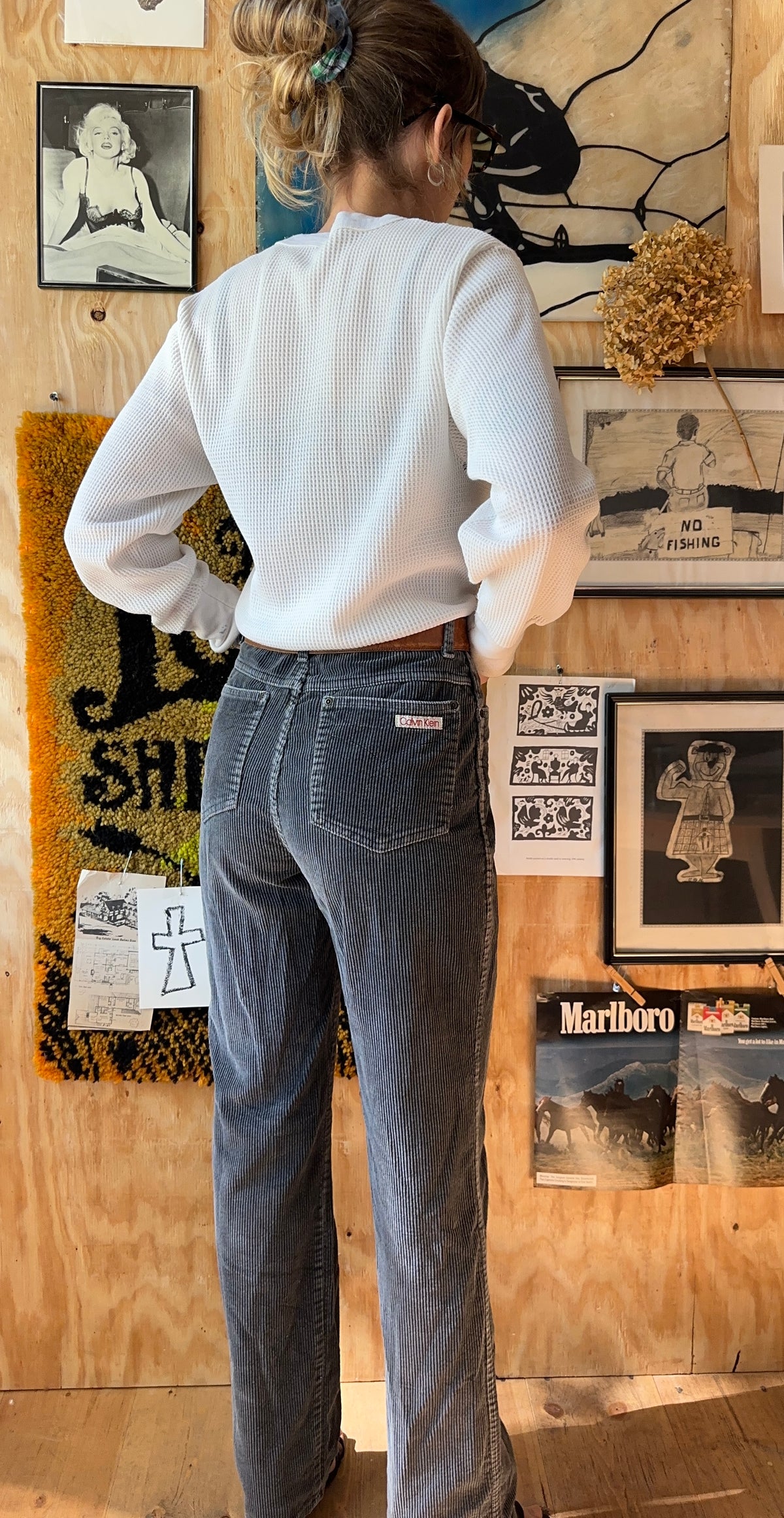 70's Calvin Klein Corduroy Charcoal Pants