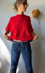 90's Fruit Of The Loom Blank Red Cotton Tee