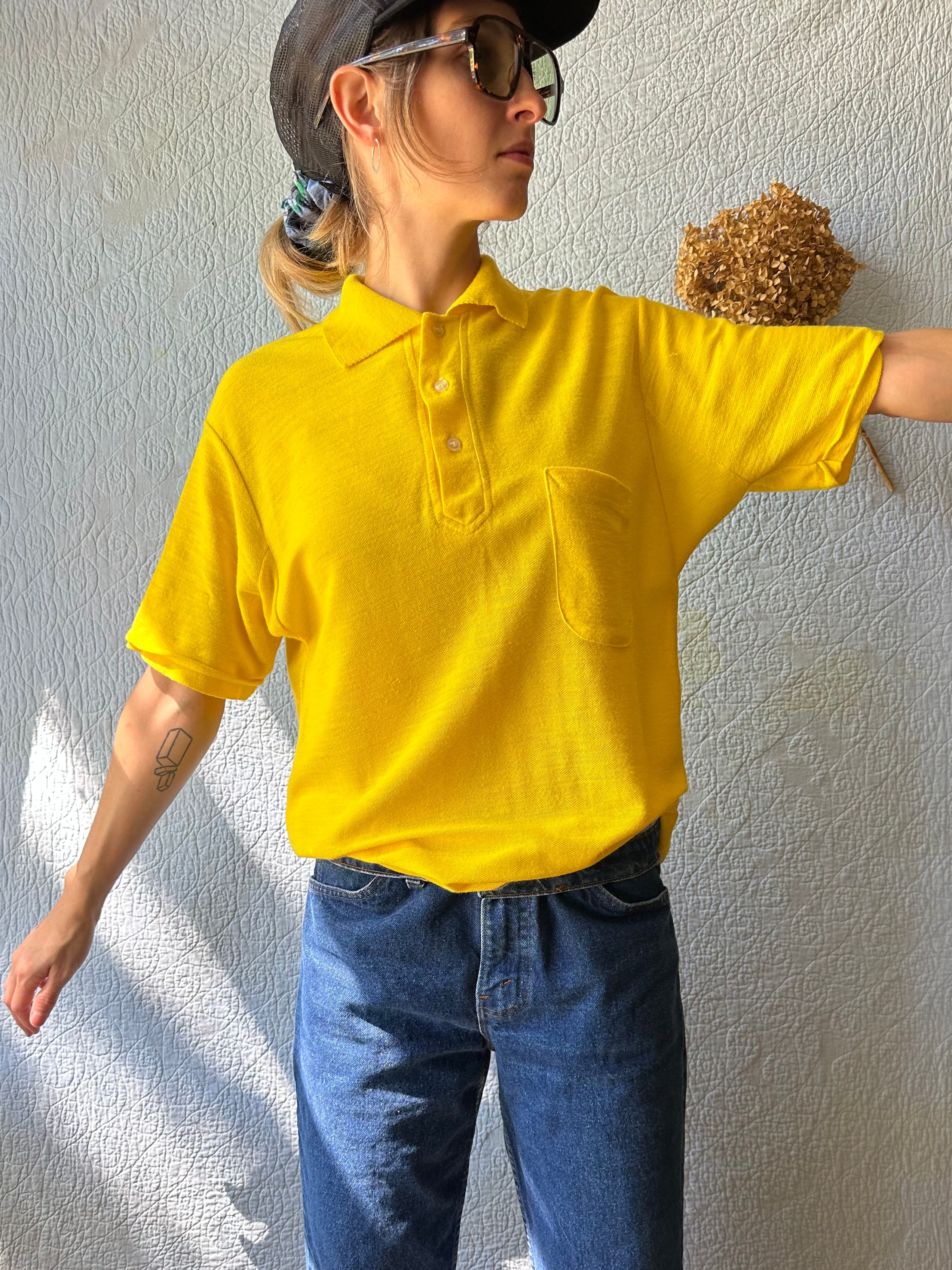 60's King Louie Yellow Blank Bowling Shirt