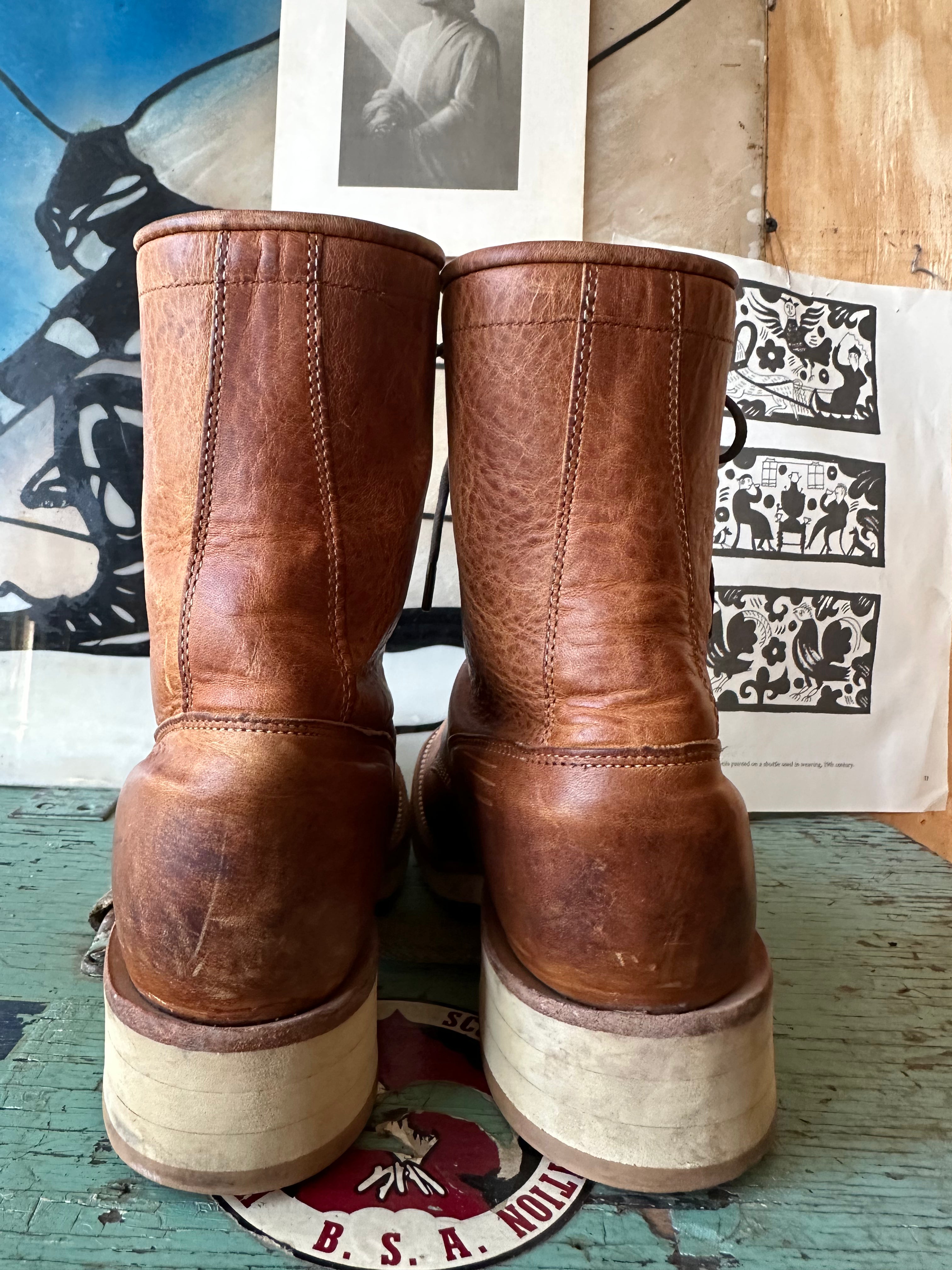 Vintage Justin 334 Apache Roper Leather Boots