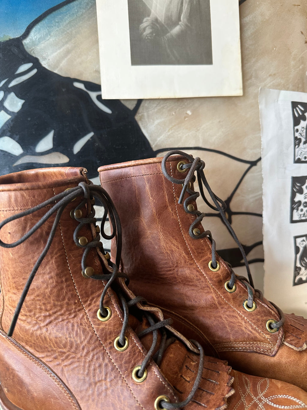 Vintage Justin 334 Apache Roper Leather Boots