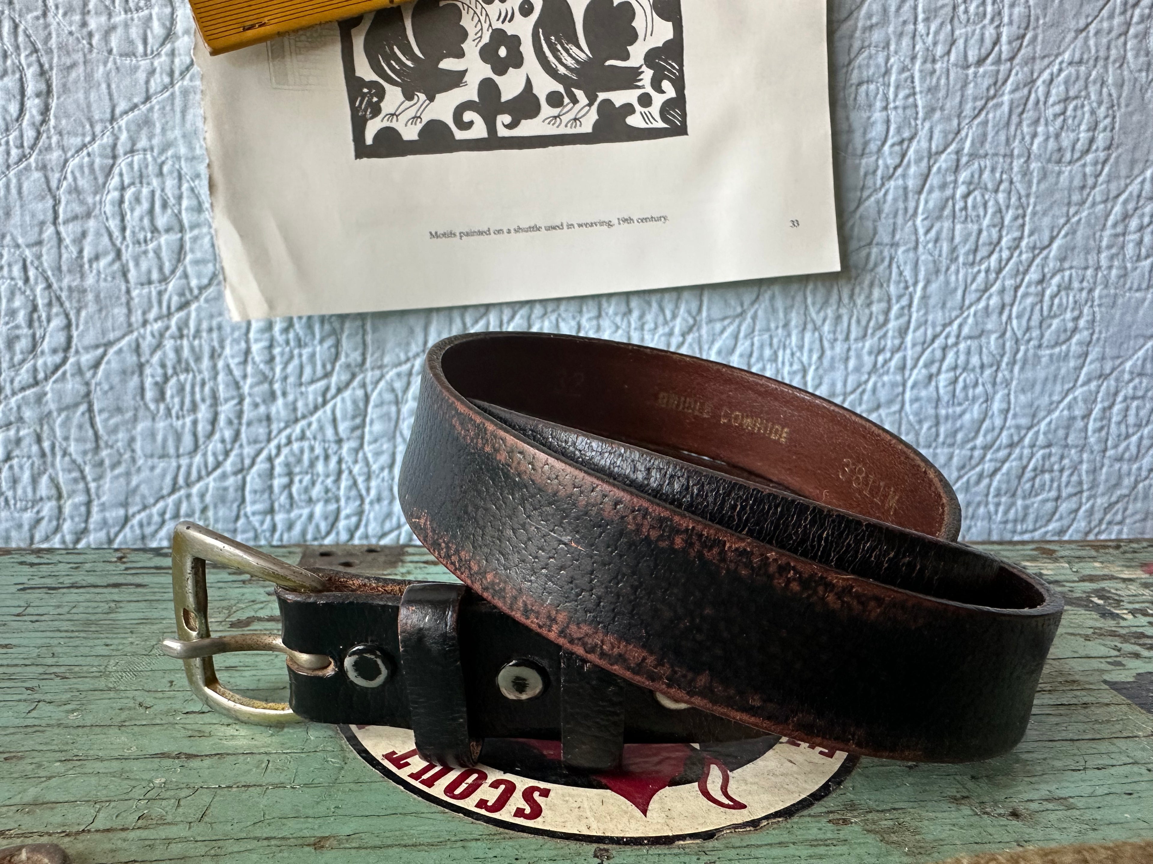 Thin Bridle Cowhide Belt