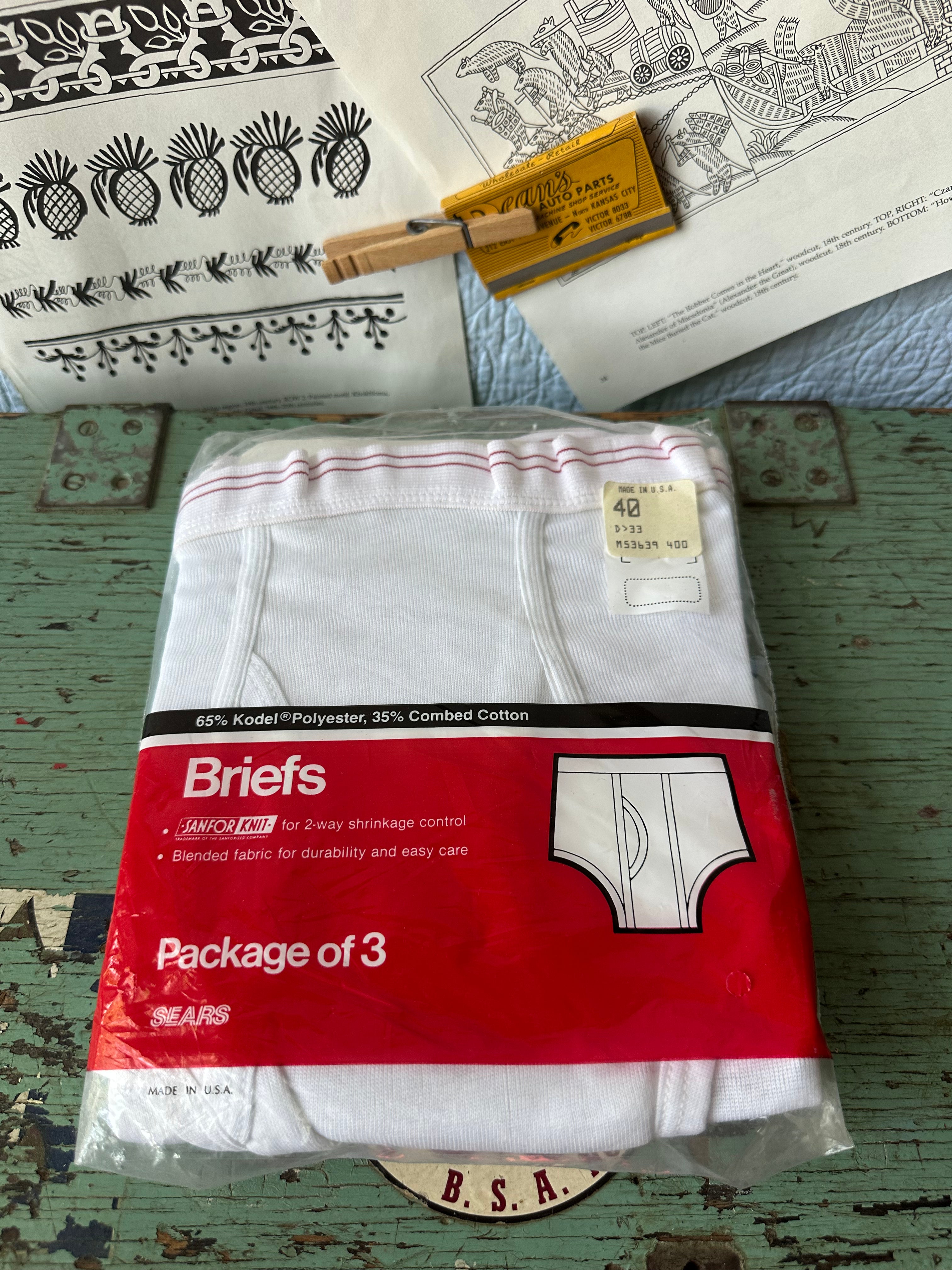Vintage Sears Roebuck And Co 3-Pack Mens Briefs